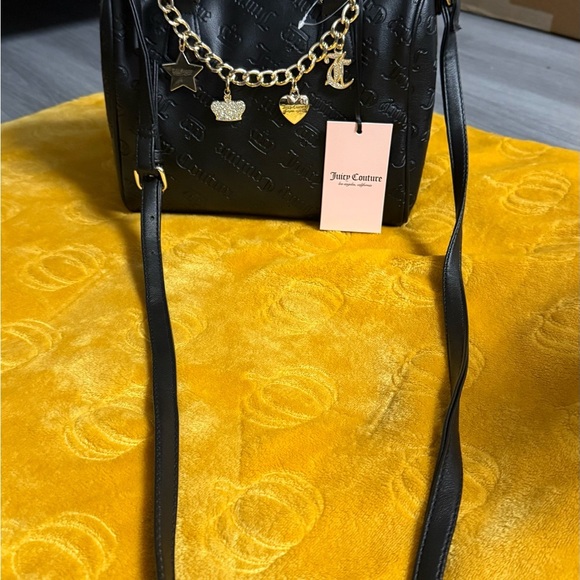 Juicy Couture Black Satchel with Gold Charm Chain - Picture 12 of 15